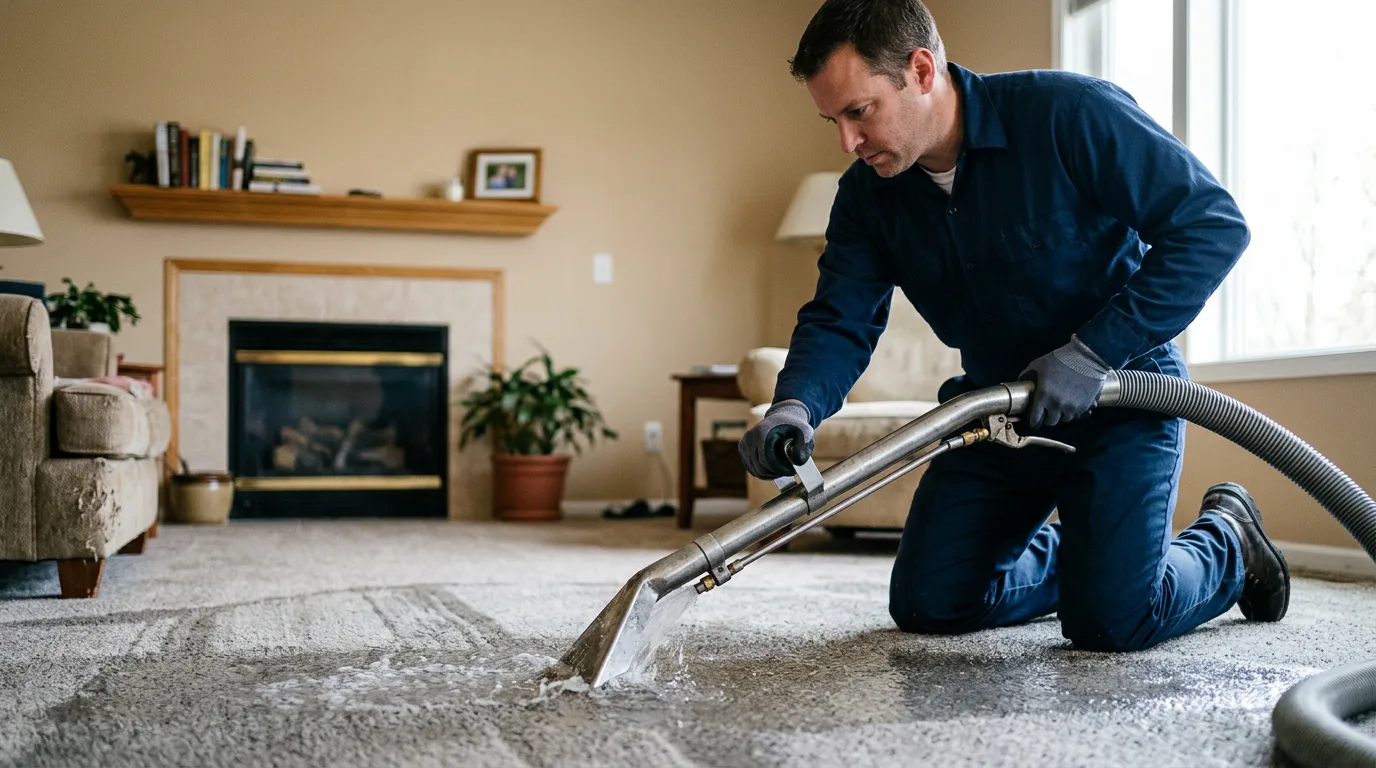 Water damage restoration technician working near Oxford, OH